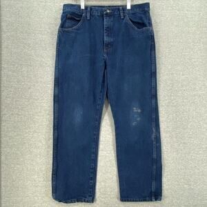 Rustler Jeans Mens 36x30 Straight Leg Blue Denim Rodeo Workwear Cotton Pockets